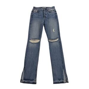 GRLFRND Natalia Distressed High Rise Straight Jeans Size 27